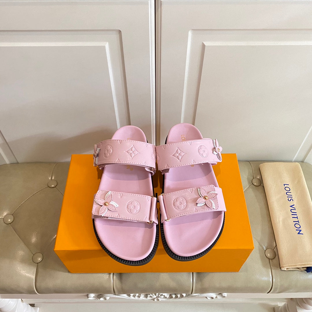 LV Sunset Flat Comfort Mule Pink Lambskin