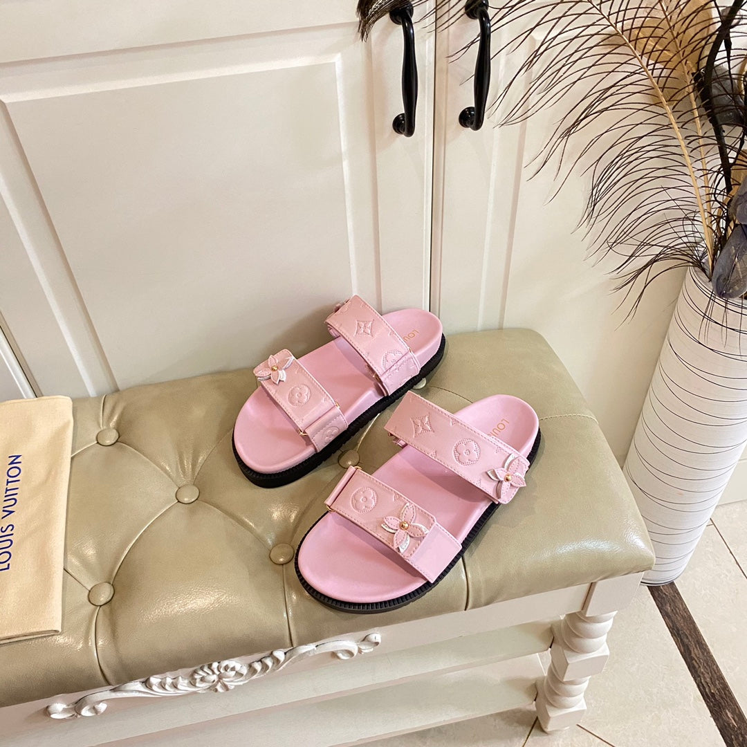 LV Sunset Flat Comfort Mule Pink Lambskin