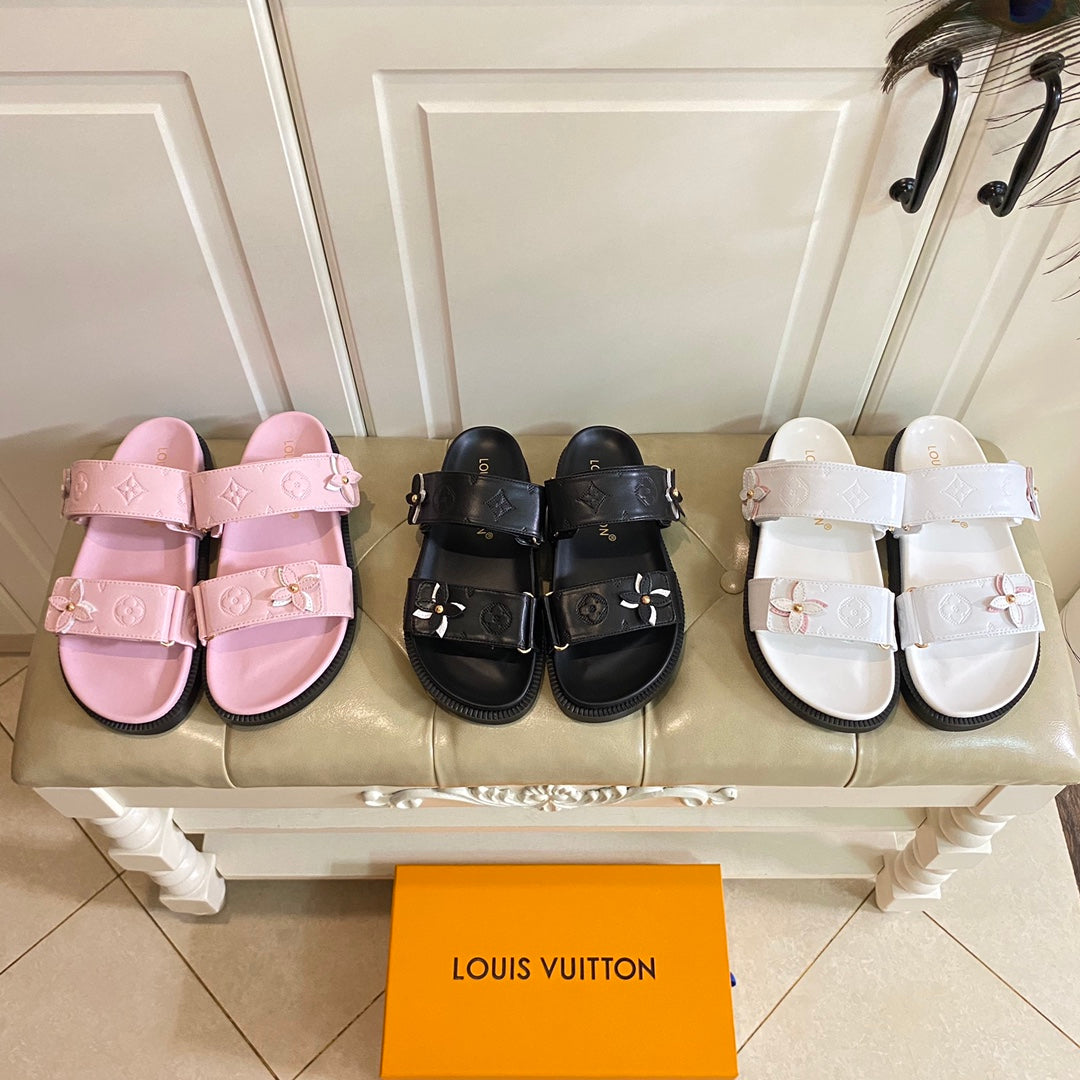 LV Sunset Flat Comfort Mule Pink Lambskin