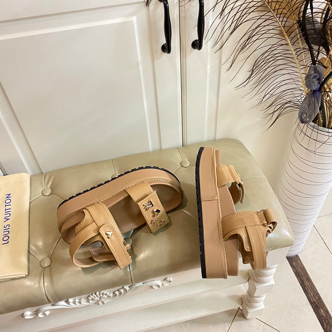 LV Sunset Flat Comfort Sandal Light Brown Lambskin
