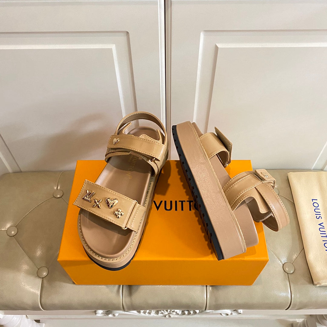 LV Sunset Flat Comfort Sandal Light Brown Lambskin