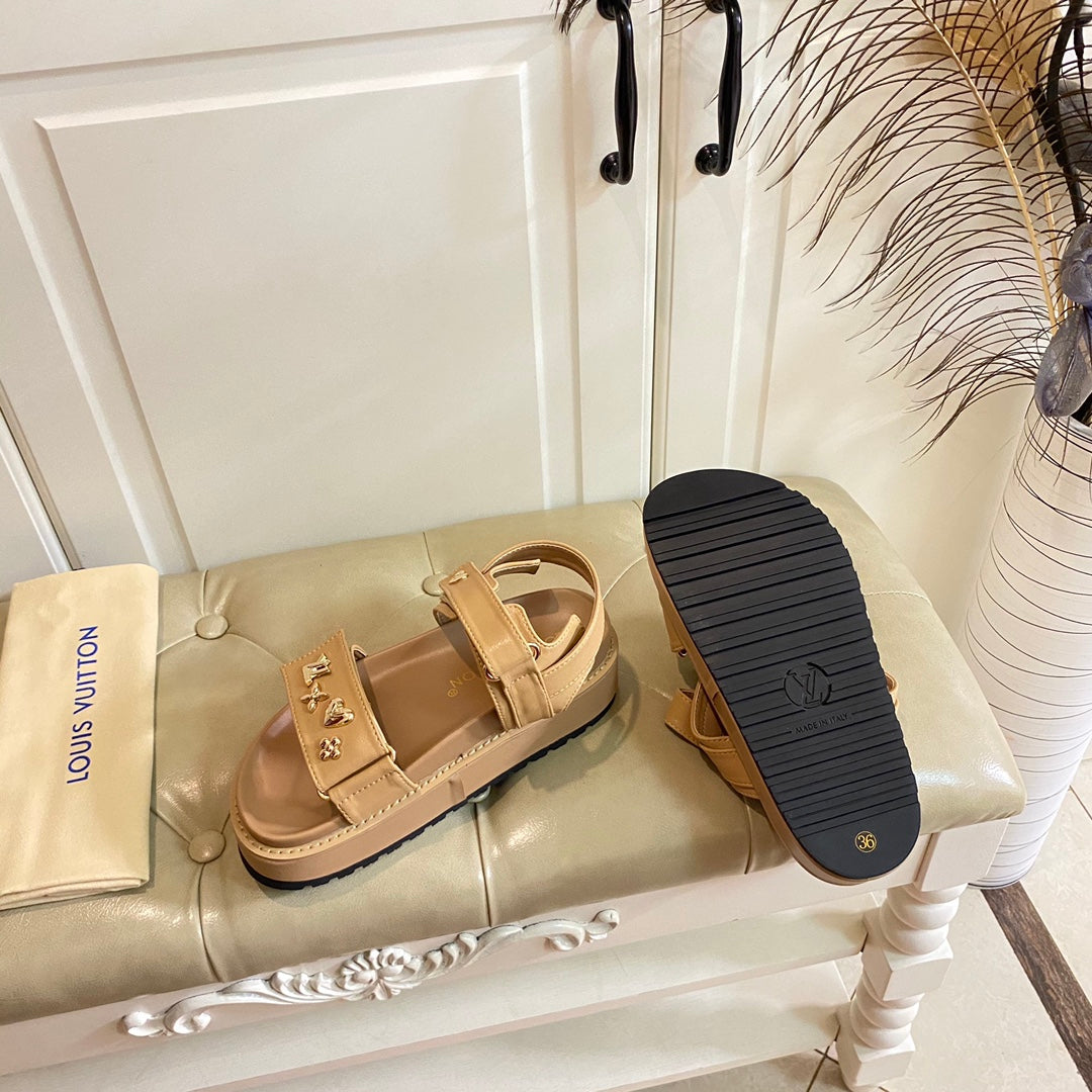 LV Sunset Flat Comfort Sandal Light Brown Lambskin