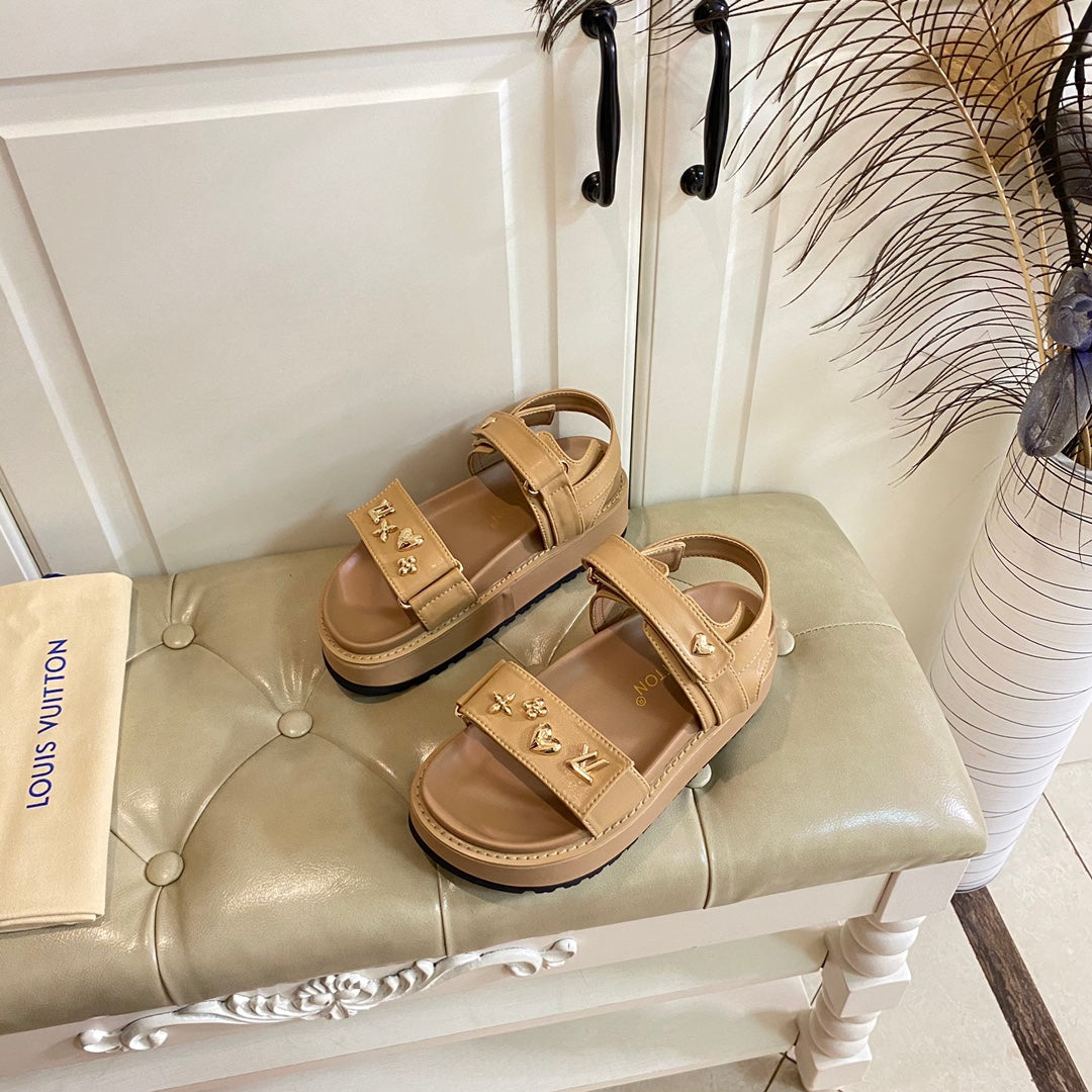LV Sunset Flat Comfort Sandal Light Brown Lambskin