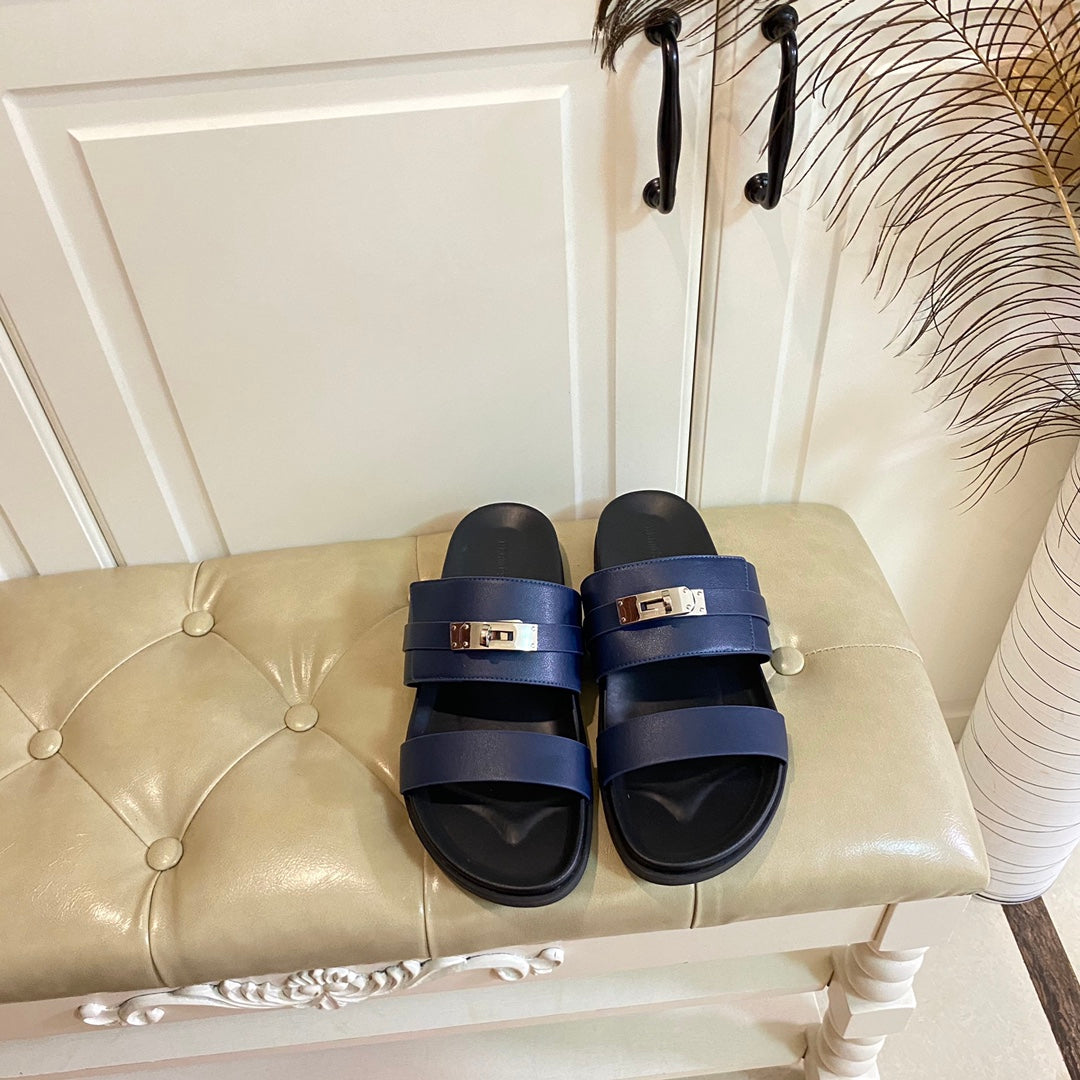 HM Jackson Sandal Charcoal Blue Calfskin 958049
