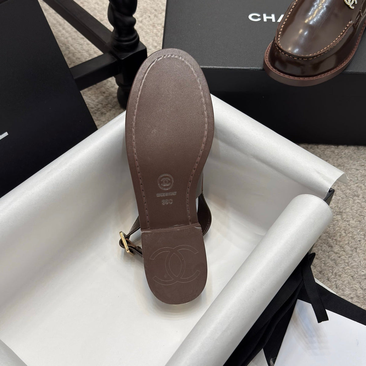 CC 25C Slingback Loafer Chocolate Patent Leather