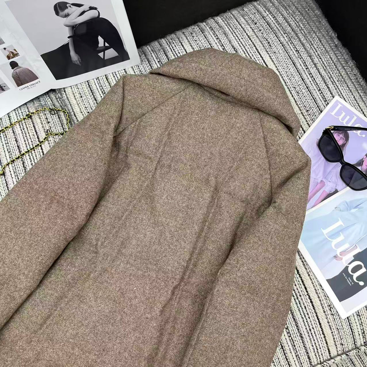 LP 25 Mid-Length Jacket Light Brown Wool Fabric Down 308182