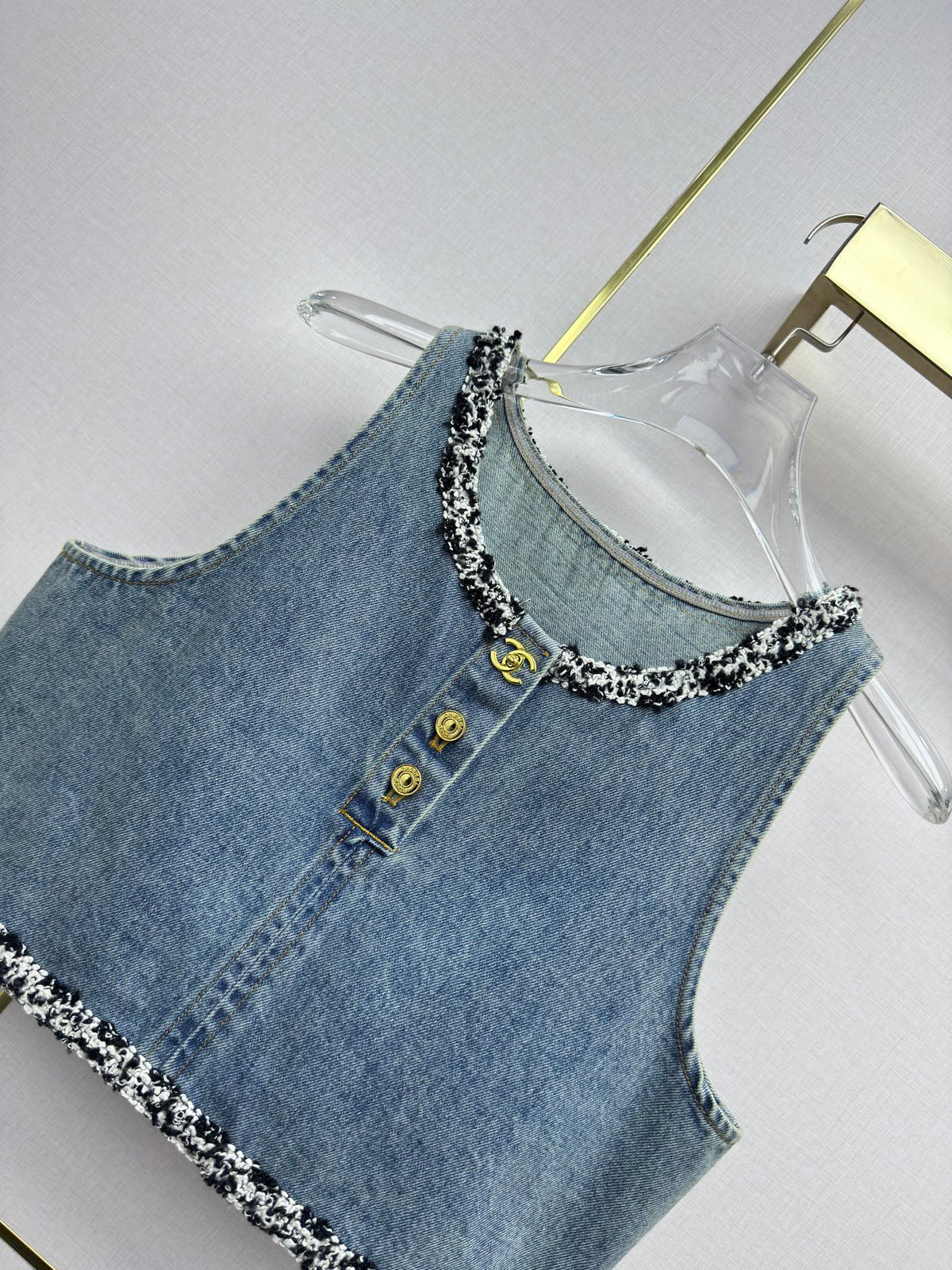 Chanel 2026 Denim Vest Light Blue Cotton 365075