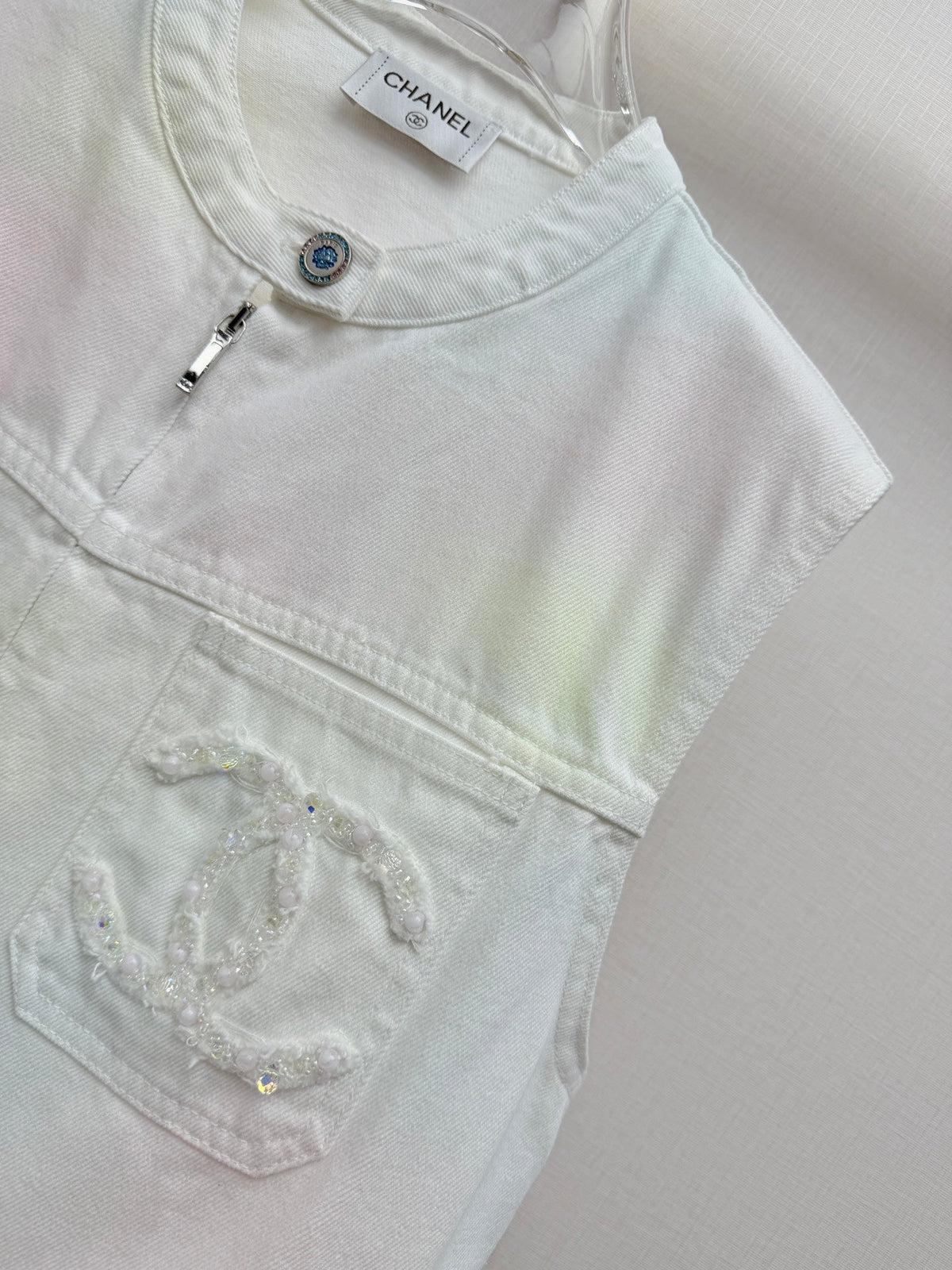 Chanel 2026 Denim Vest Jacket White Cotton 317920