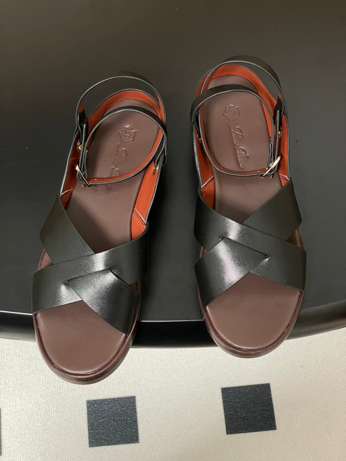 LP  Sandal Black Brown Cowhide 312170
