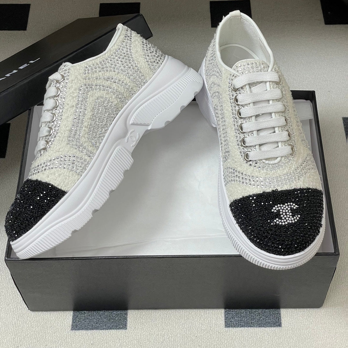 CC 26 Platform Sneaker White Sequin-embellished Leather 593346