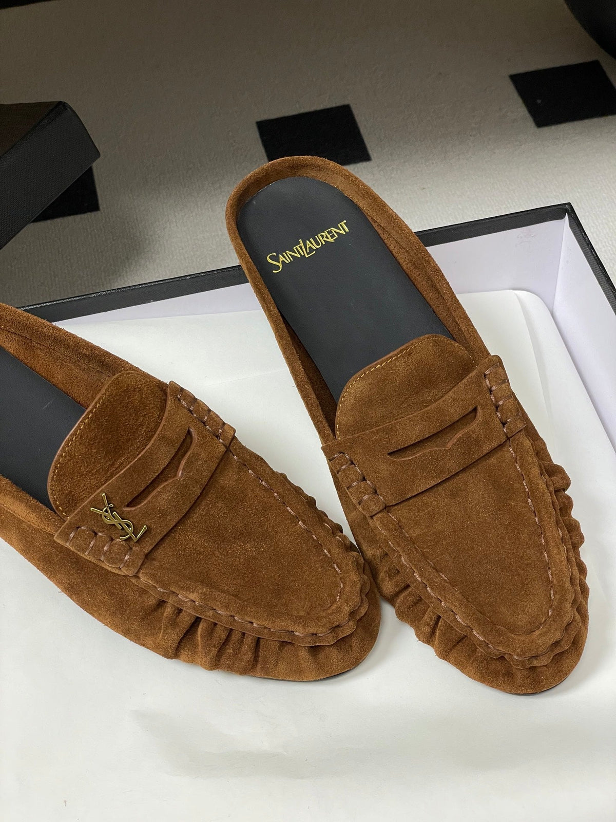 Saint Laurent 2026 Le Loafer Mules Suede Leather 593933