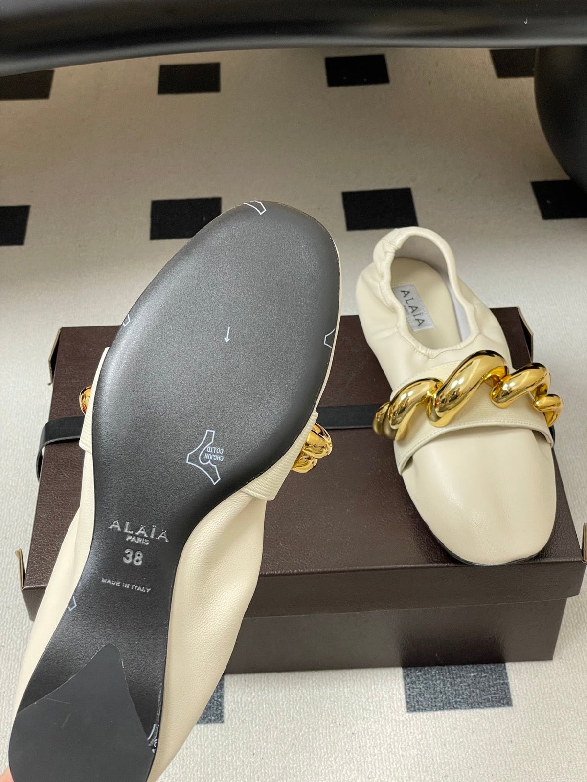 Alaia 2026 Ballet Flats Gold Jewel Lambskin 777389