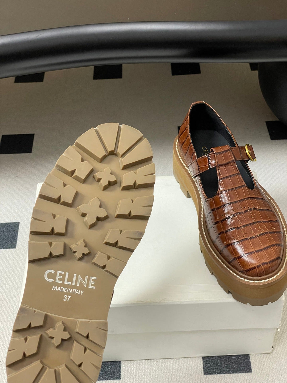 Celine 2026 Croc Embossed Loafers Cowhide 773490