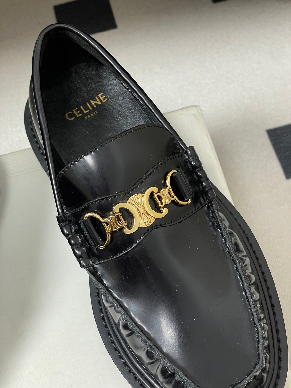 Celine 2026 Université Triomphe Loafers Patent Leather 773502