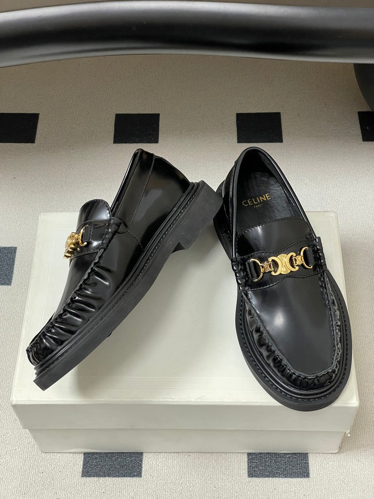 Celine 2026 Université Triomphe Loafers Patent Leather 773502