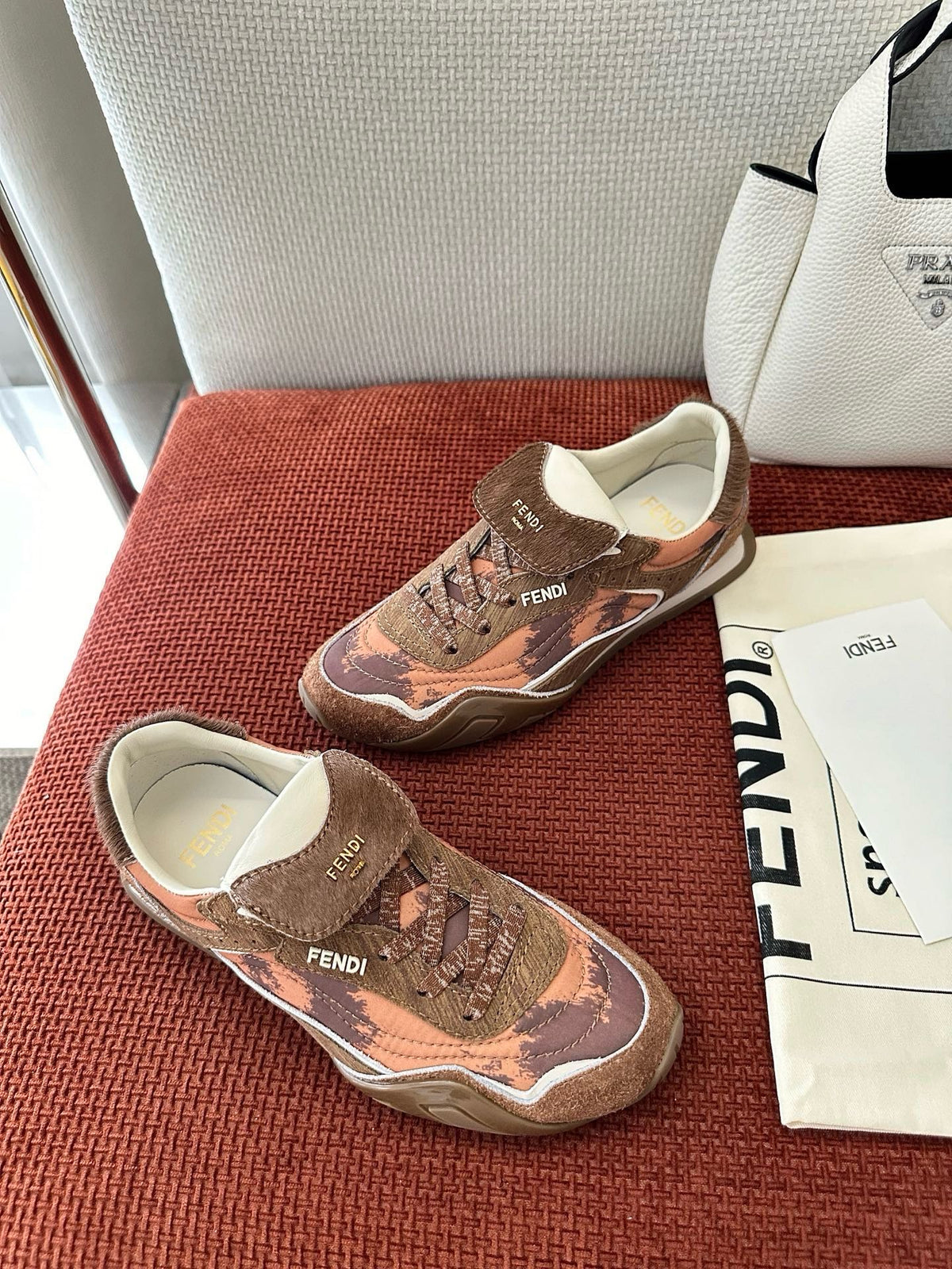 Fendi 2025 Wave Pulse Sneaker Brown Suede Cowhide 562137