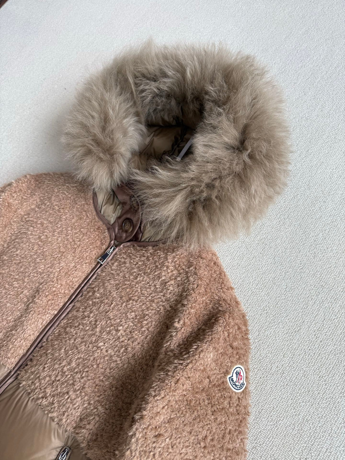 Moncler 2025 Marne Combo Puffer Jacket Brown Wool Down