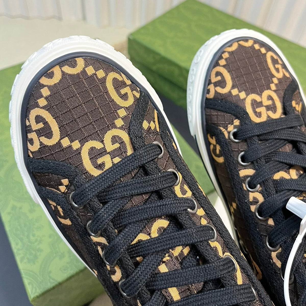 GG Tennis 1977 High Top Sneaker  Black Brown Caro