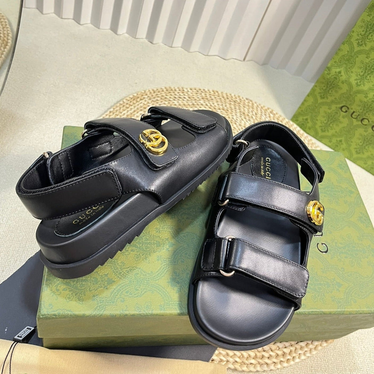 GG  Sandal With Double G Black