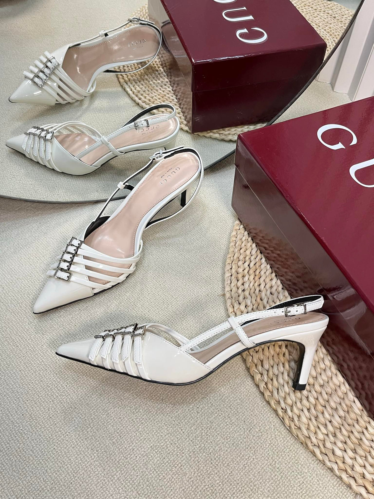 GC Regent Buckles Slingback White Leather 294604