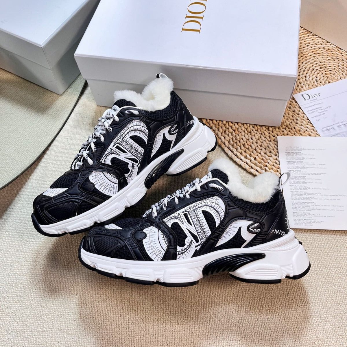 CD Chrono Sneaker In Black Mesh Fabric With Fleece Lining 992620