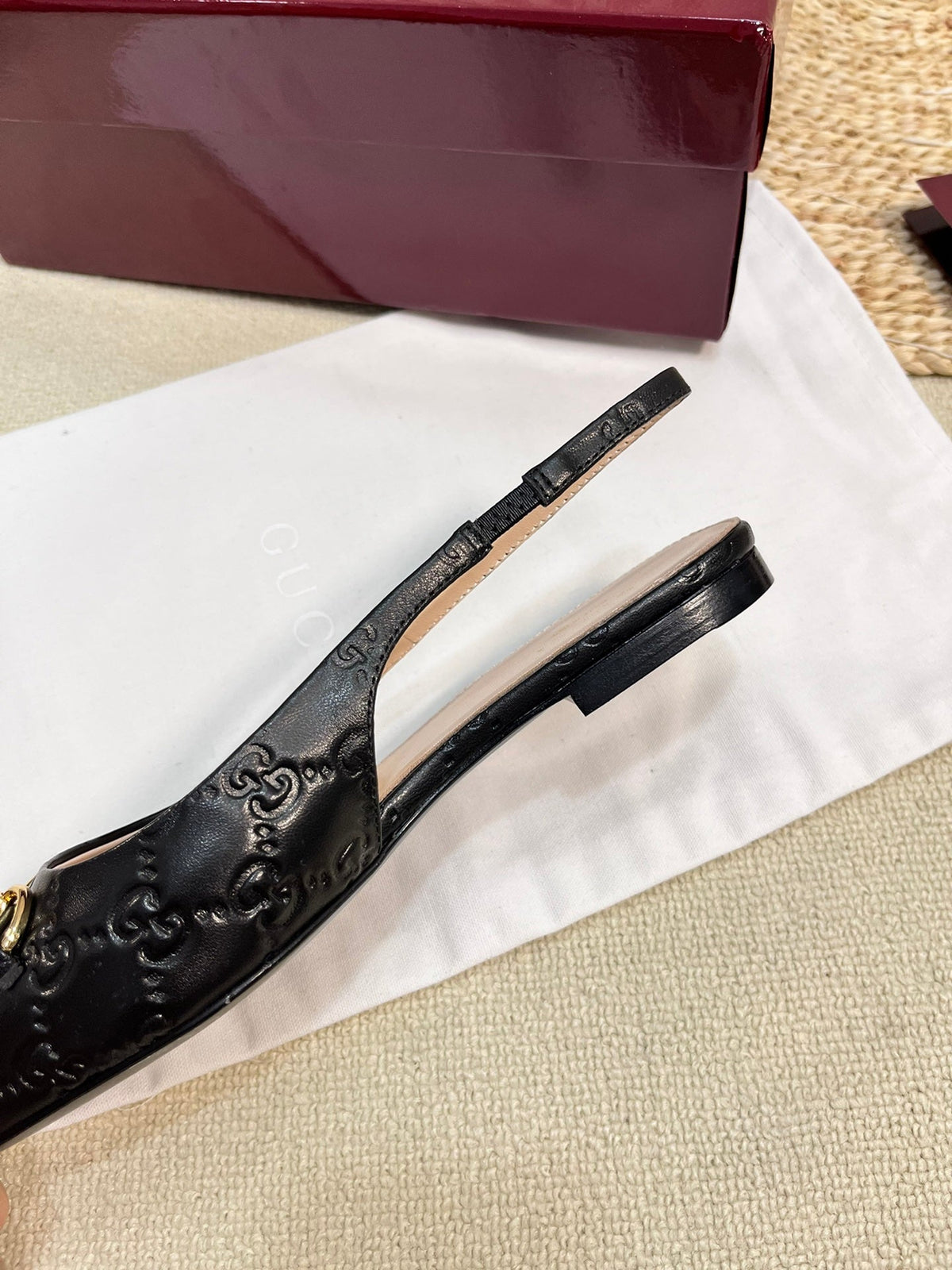 GC Horsebit Slingback Pump 10mm Black Embossed Sheepskin 294573