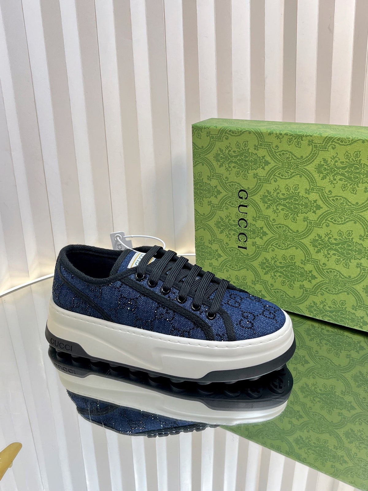 GG Women's GG sneaker Navy Blue Monogram Fabric 234265