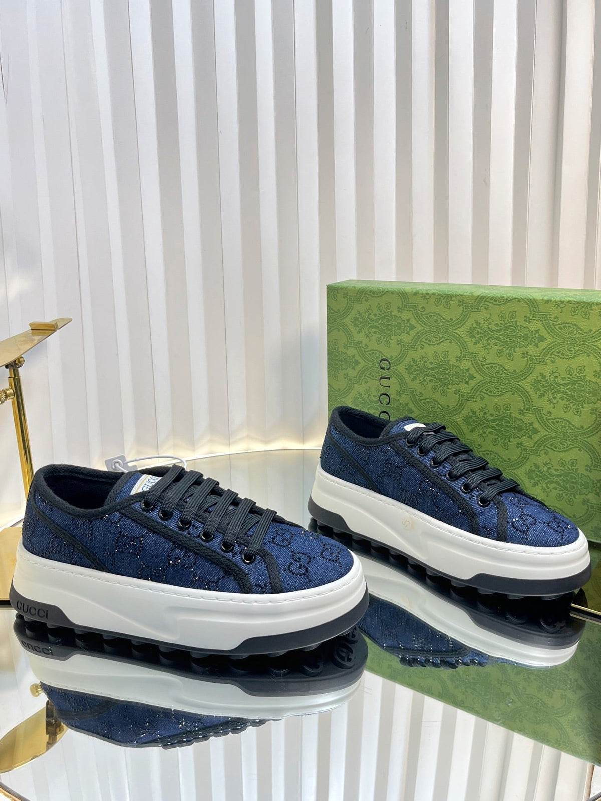 GG Women's GG sneaker Navy Blue Monogram Fabric 234265