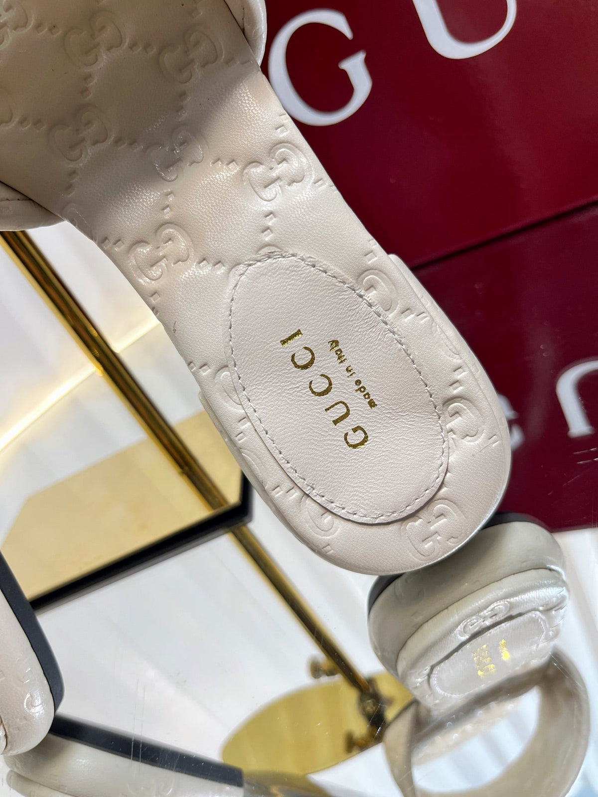 Gucci 2026 Flat Slide Sandals Embossed GG Monogram Leather 768074