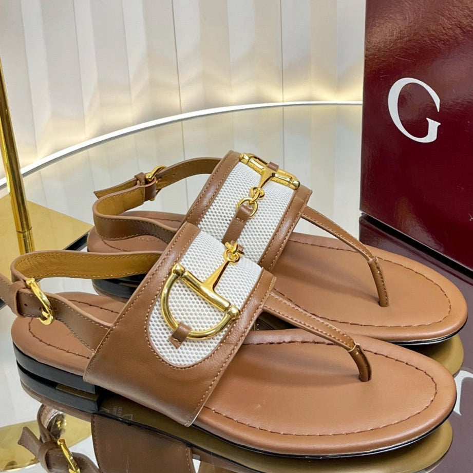 GC 25 Thong Sandal Brown Canvas Sheepskin 294670