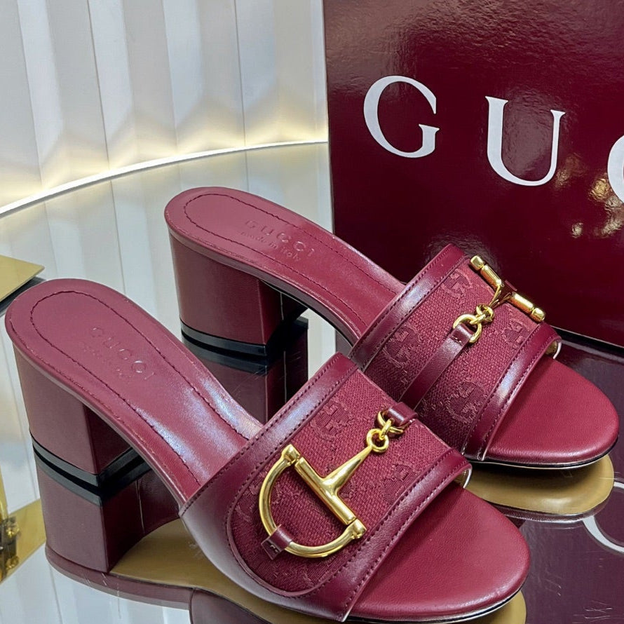 GC 25 Horsebit GG 50mm Sandals Red Canvas 294677