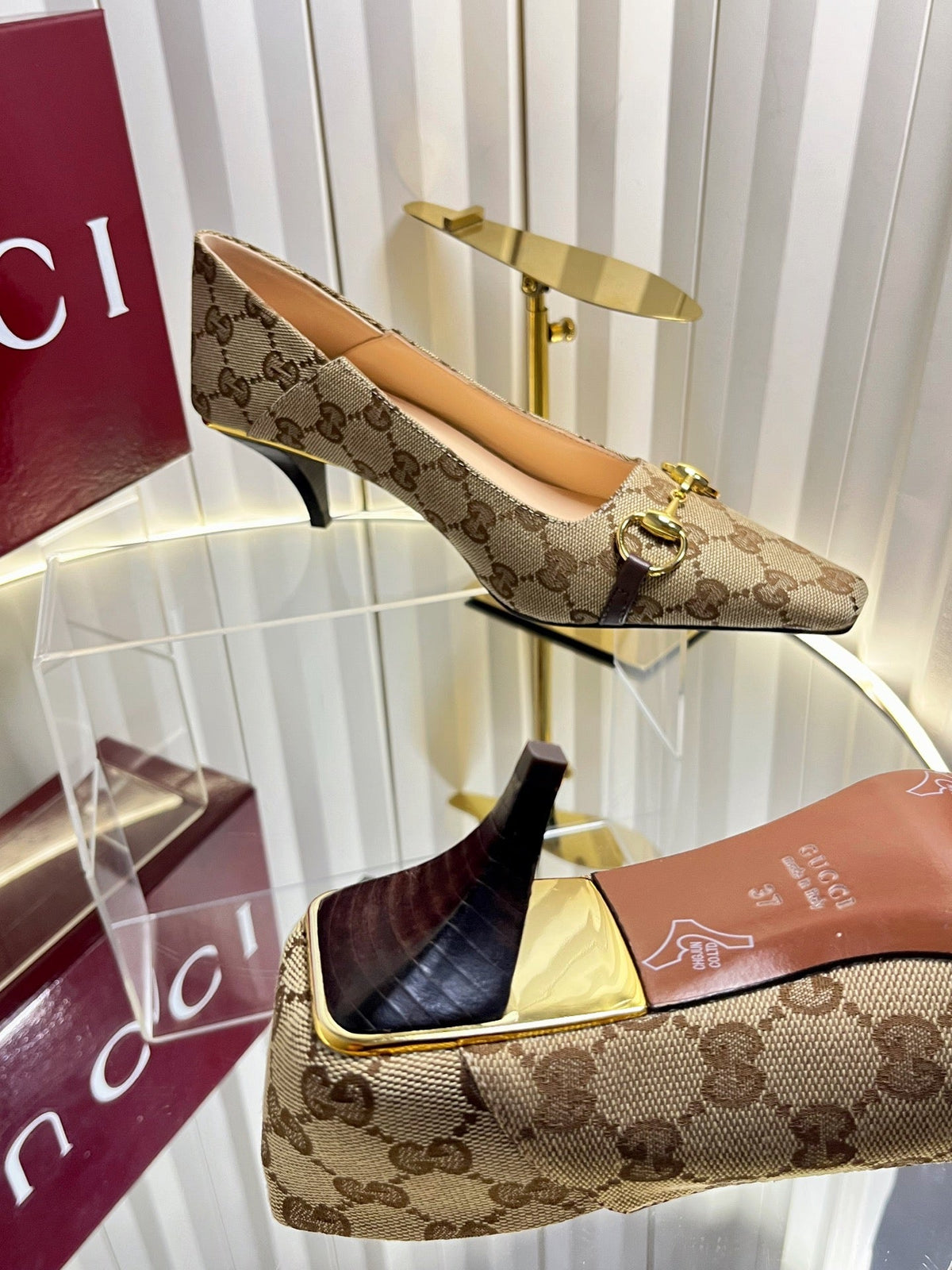 Gucci 2026 GG Vittoria Pumps 60mm Canvas Leather 768134