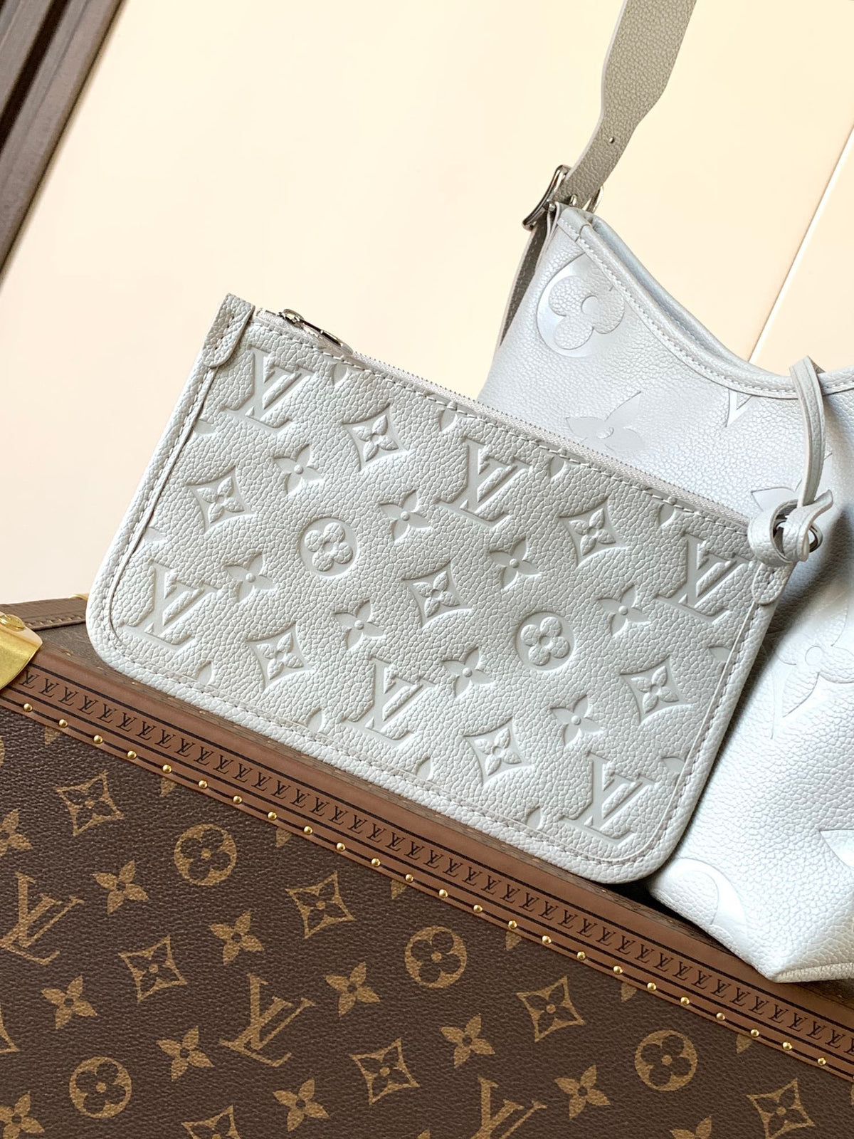 LV Carryall Bag White Monogram Empreinte Leather 251791