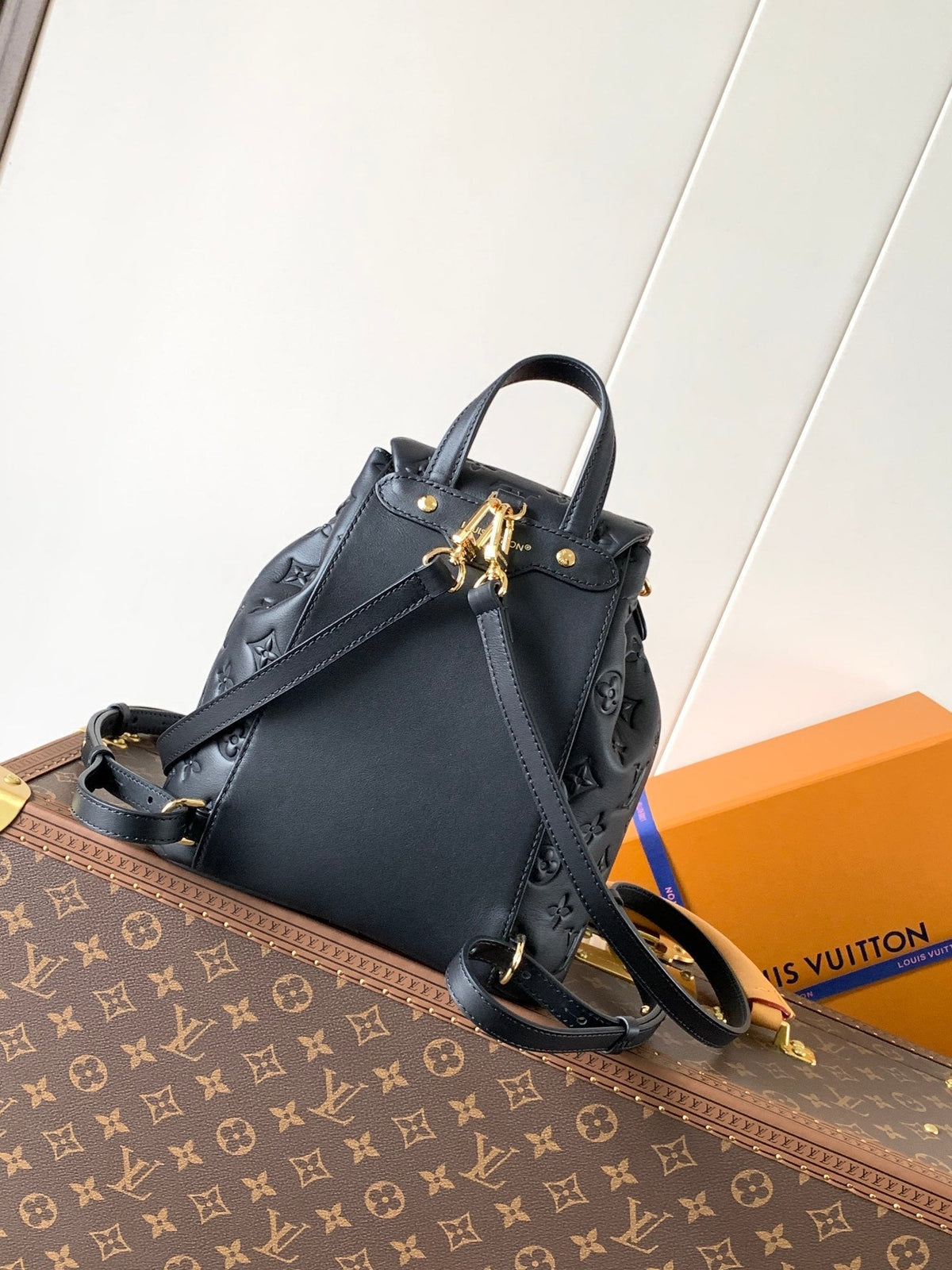 LV Coussin 26cm Backpack Black Gold Leather 252649