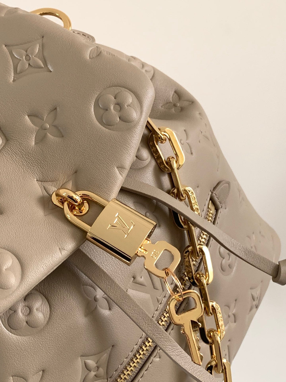 LV Coussin 26cm Backpack Khaki Gold Leather 252651