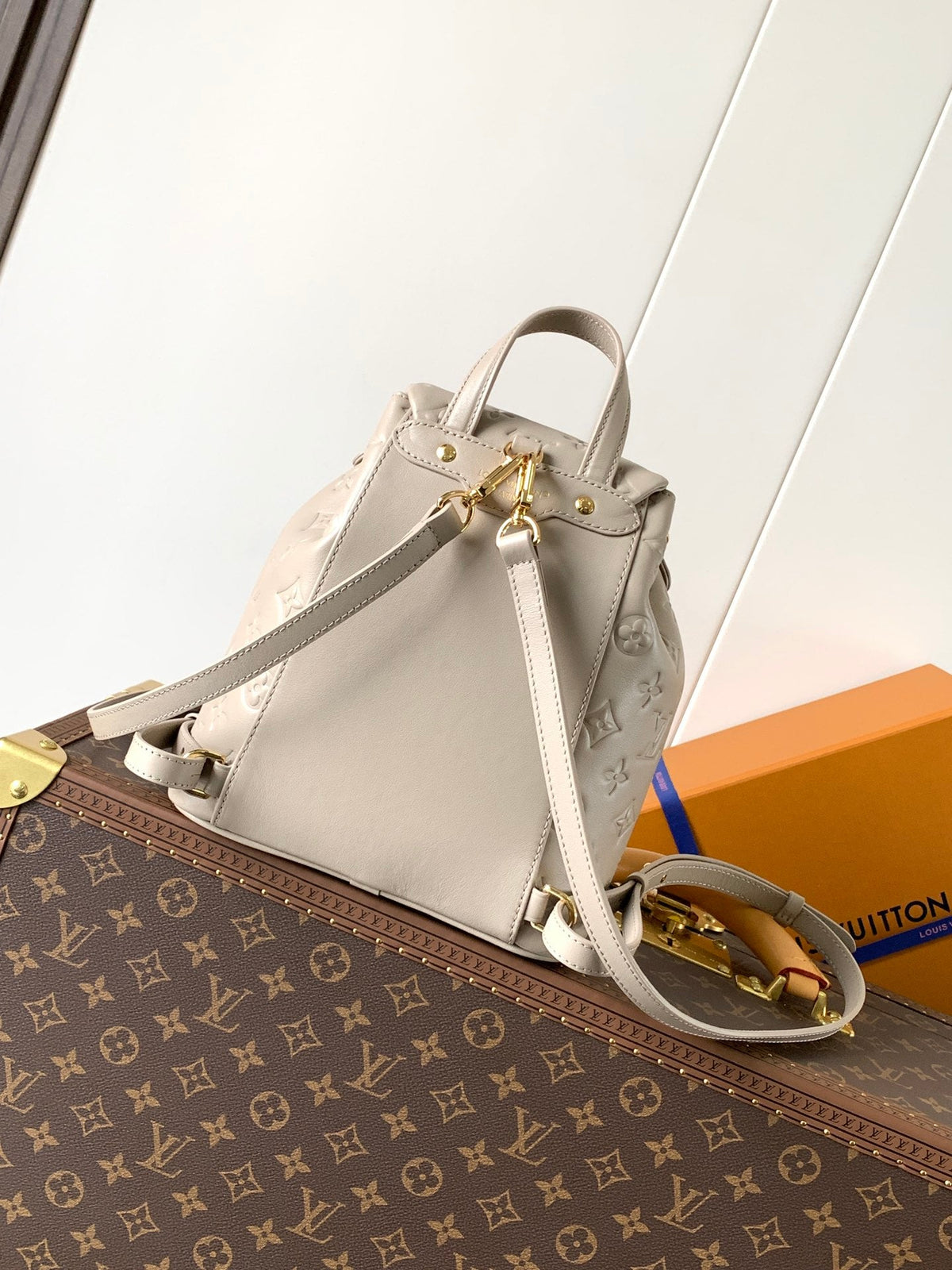 LV Coussin 26cm Backpack Khaki Gold Leather 252651