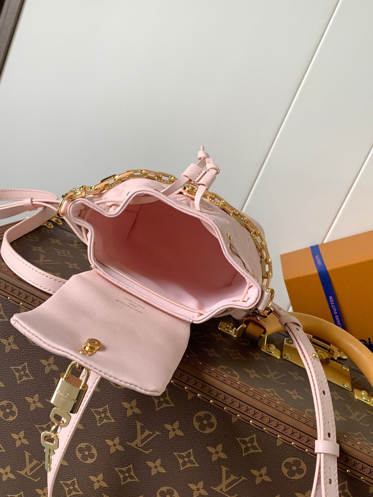 LV Coussin 20cm Backpack Pink Gold Leather 252653
