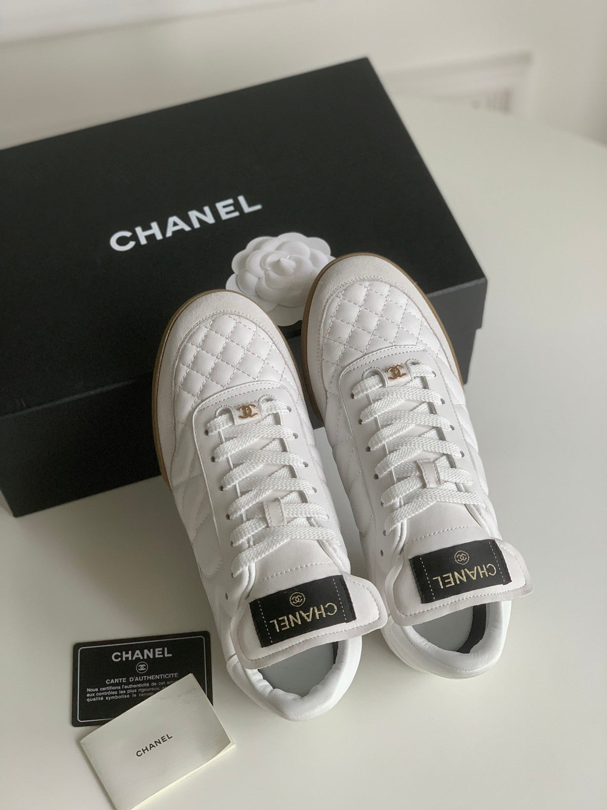 CC Sneaker In White Lambskin Quilted 143554