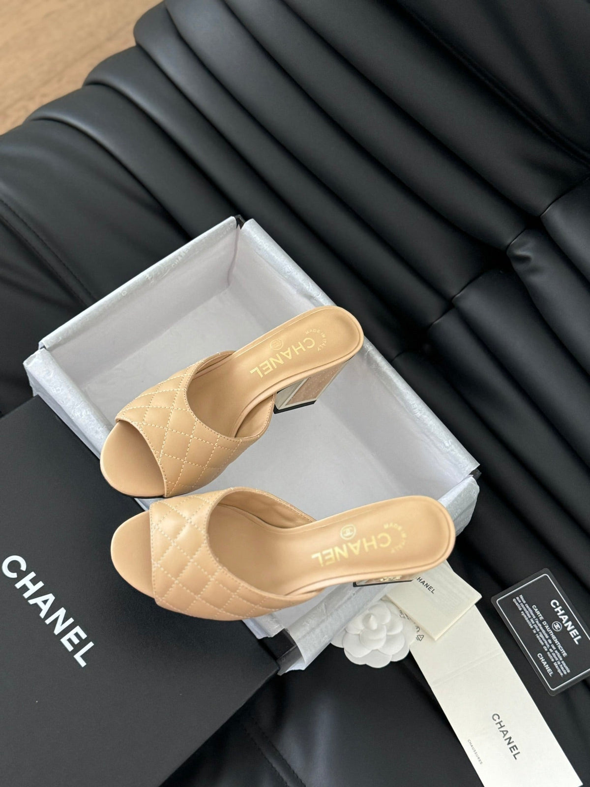 cc sandal 70 beige quilted calfskin