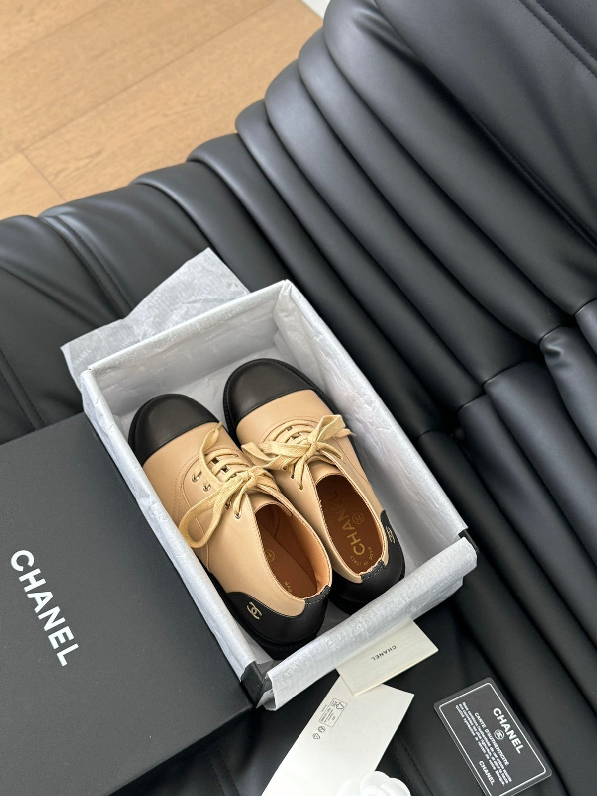 CC Ankle Boots Dark Beige Mix Black Calfskin  937064