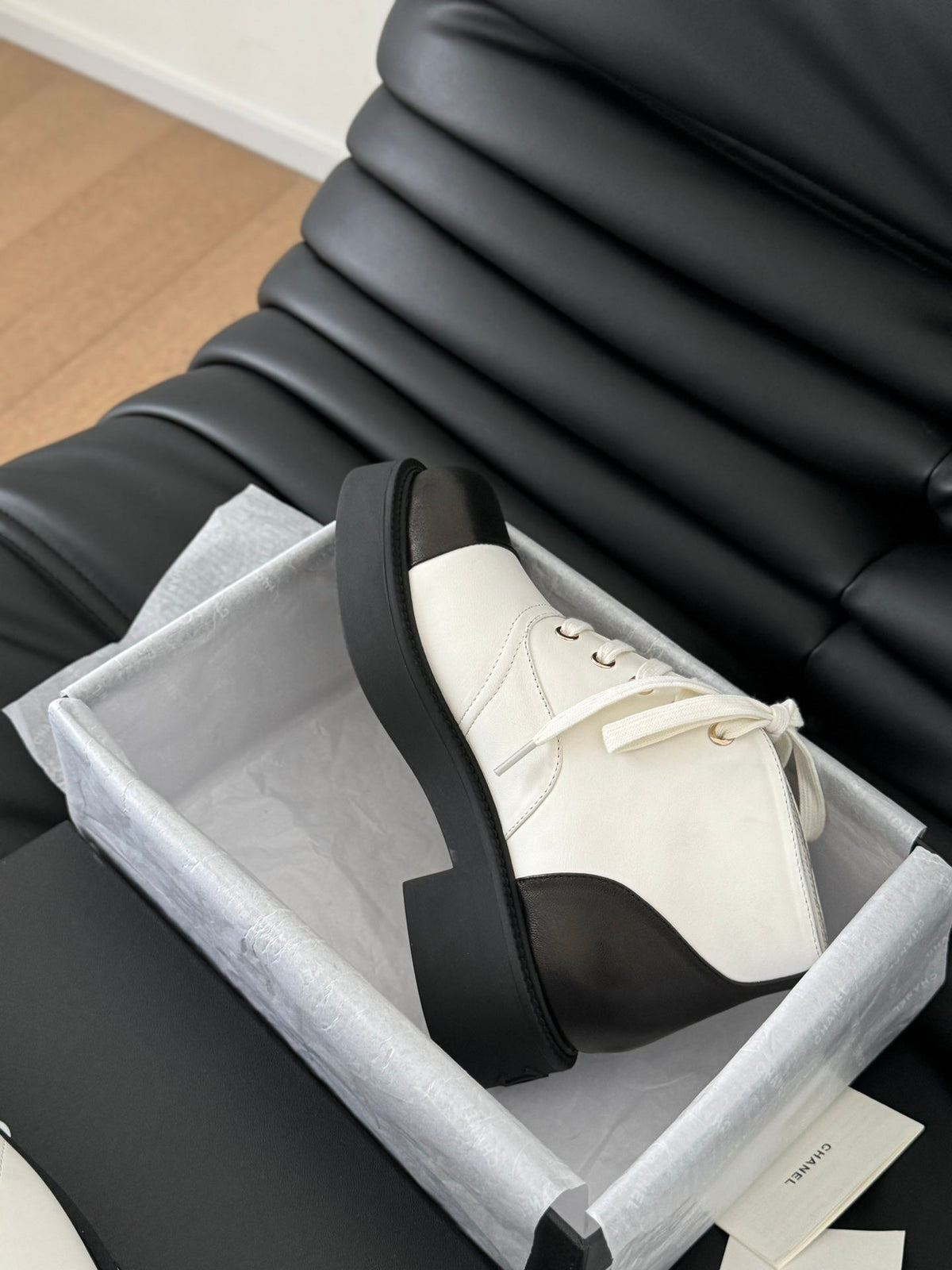 CC Ankle Boots White Mix Black Calfskin  937066