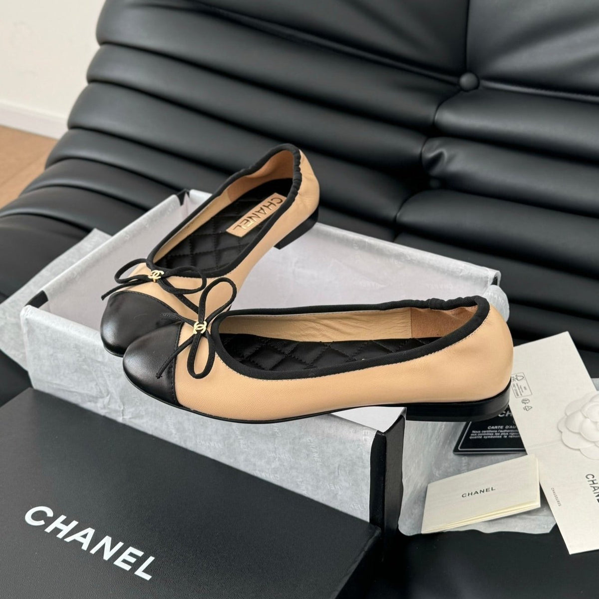CC Ballet Flats In Beige Lambskin 143538