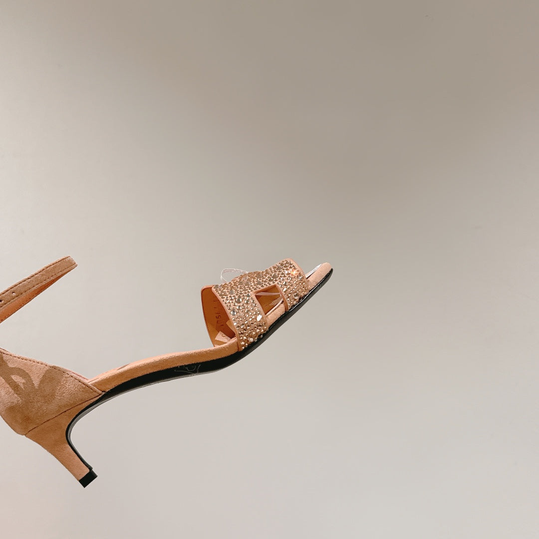 HM Diamond Sandals Pink Calfskin 308101