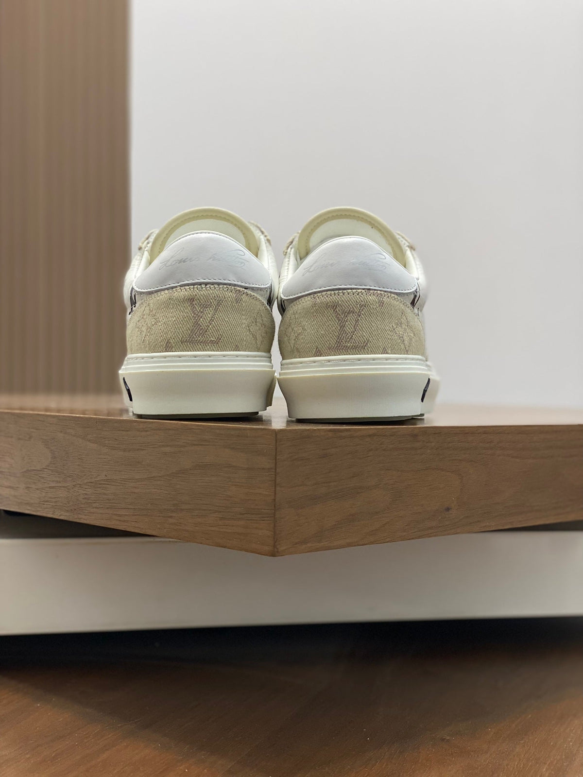 LV MONOGRAM BEIGE AND WHITE SNEAKERS