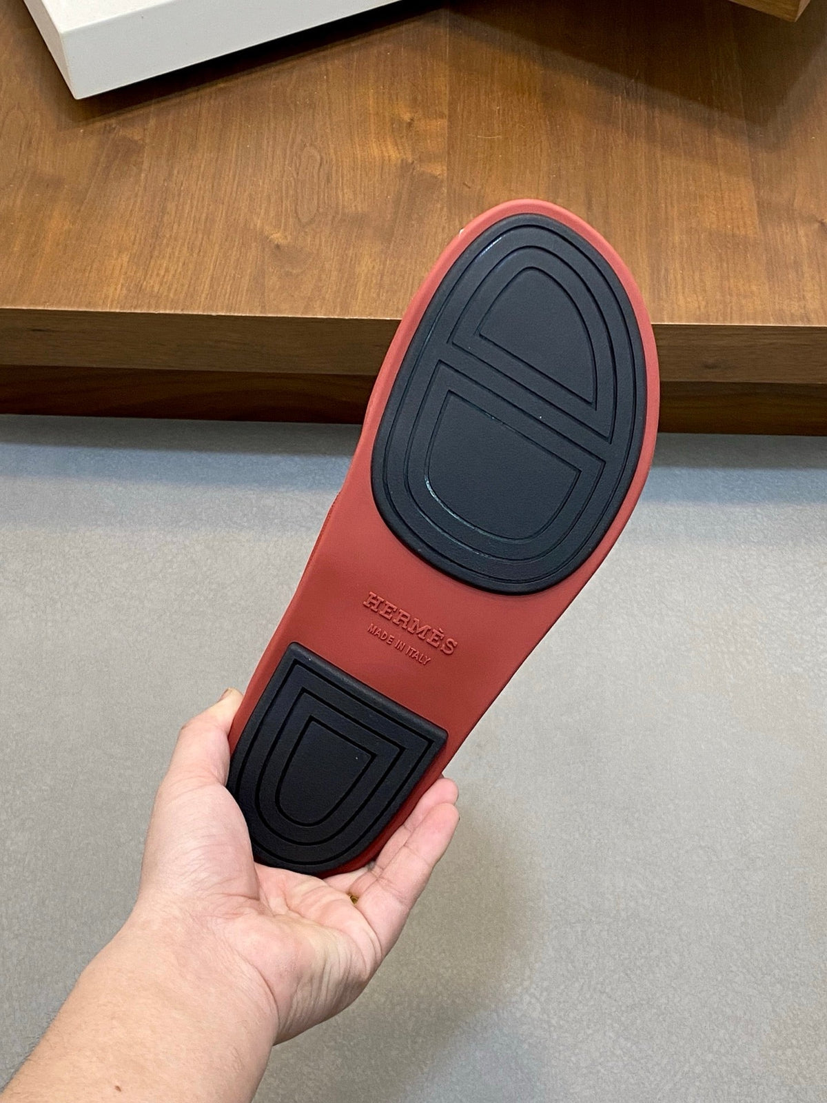HM Men's Slide Red Cowhide Leather 588996