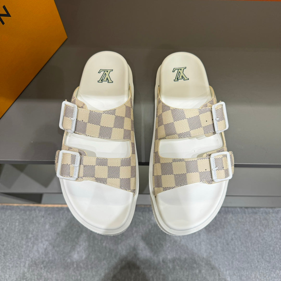 LV DAD SANDAL BEIGE CREAM DAMIER CALFSKIN