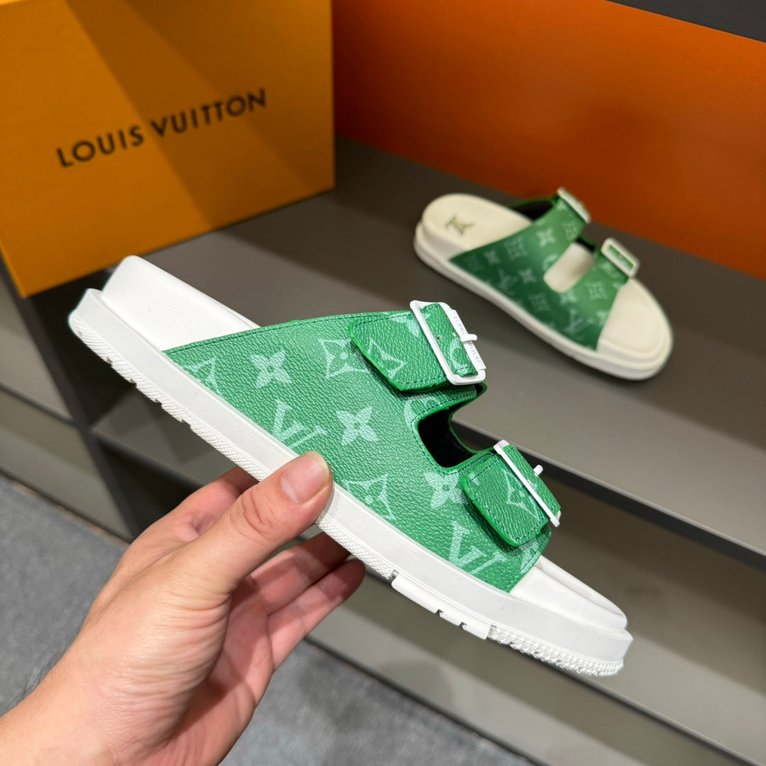 LV DAD SANDAL JADE GREEN MONOGRAM CALFSKIN