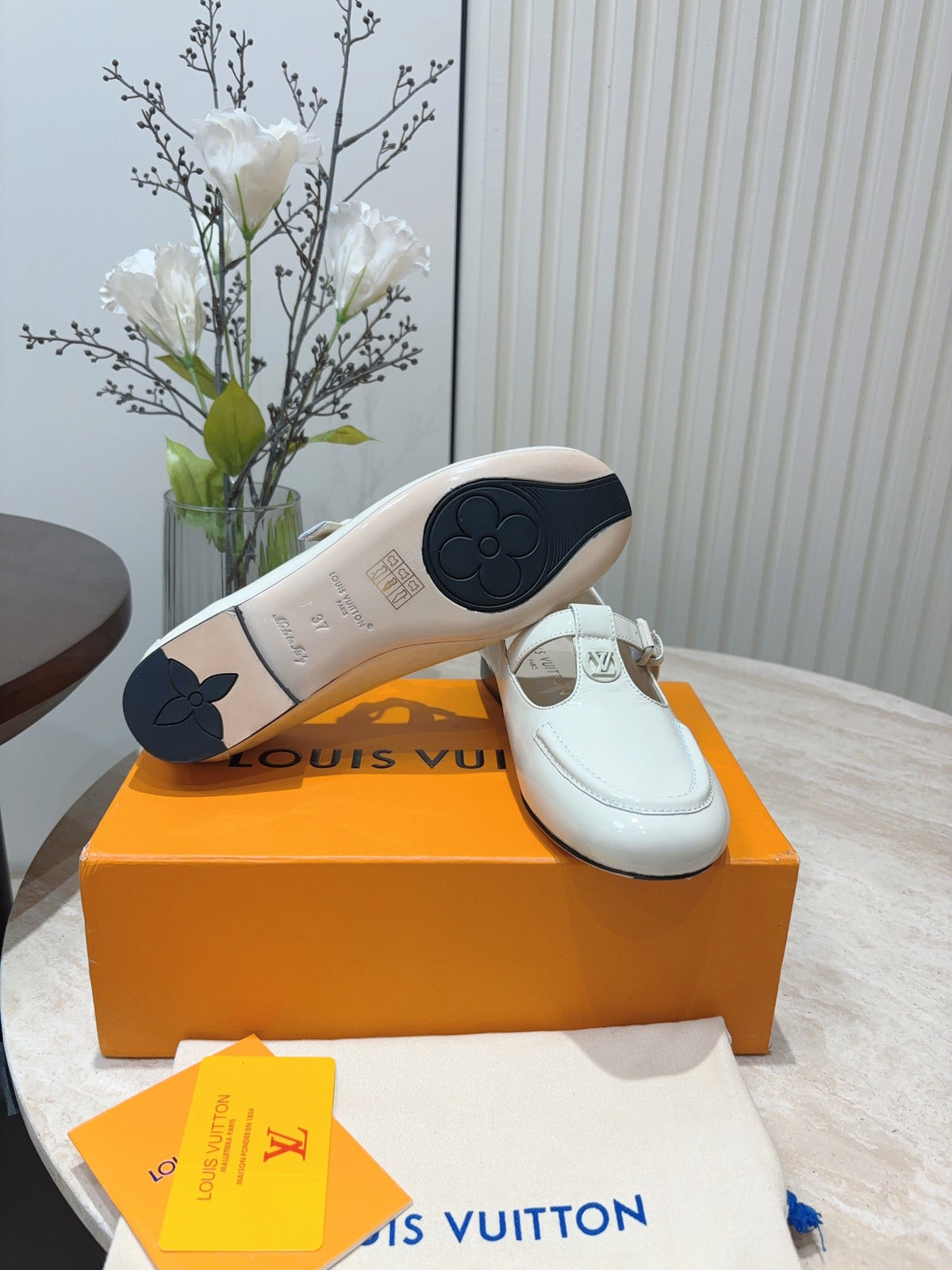 LV Soho Flat Mary Jane White Cowhide