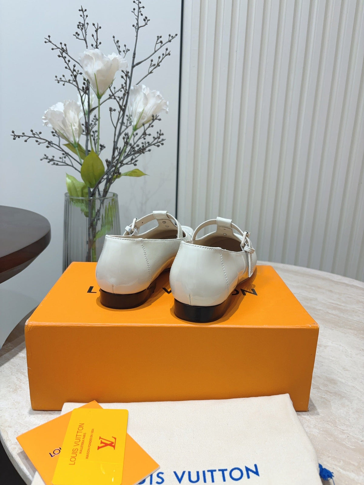 LV Soho Flat Mary Jane White Cowhide