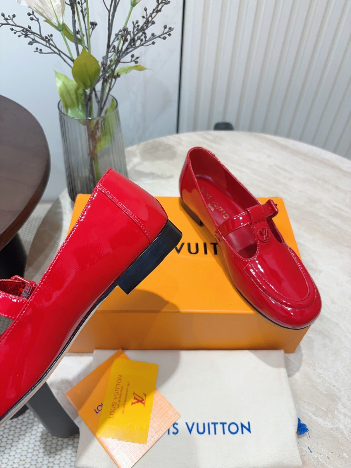 LV Soho Flat Mary Jane Red Cowhide